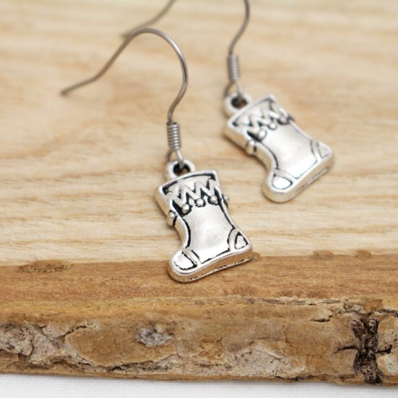 Christmas Stocking Charm Earrings - Picture 2 of 8